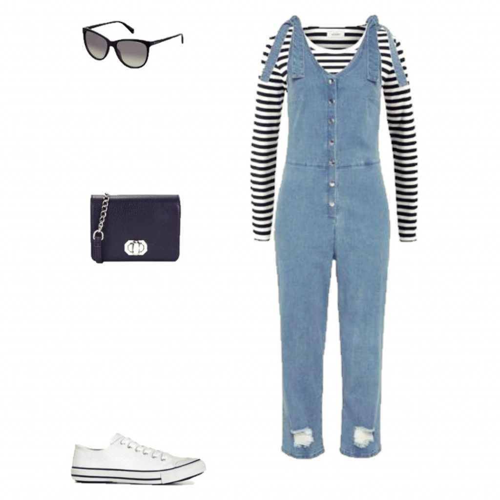 Outfit of the Day: striped tee and denim overalls