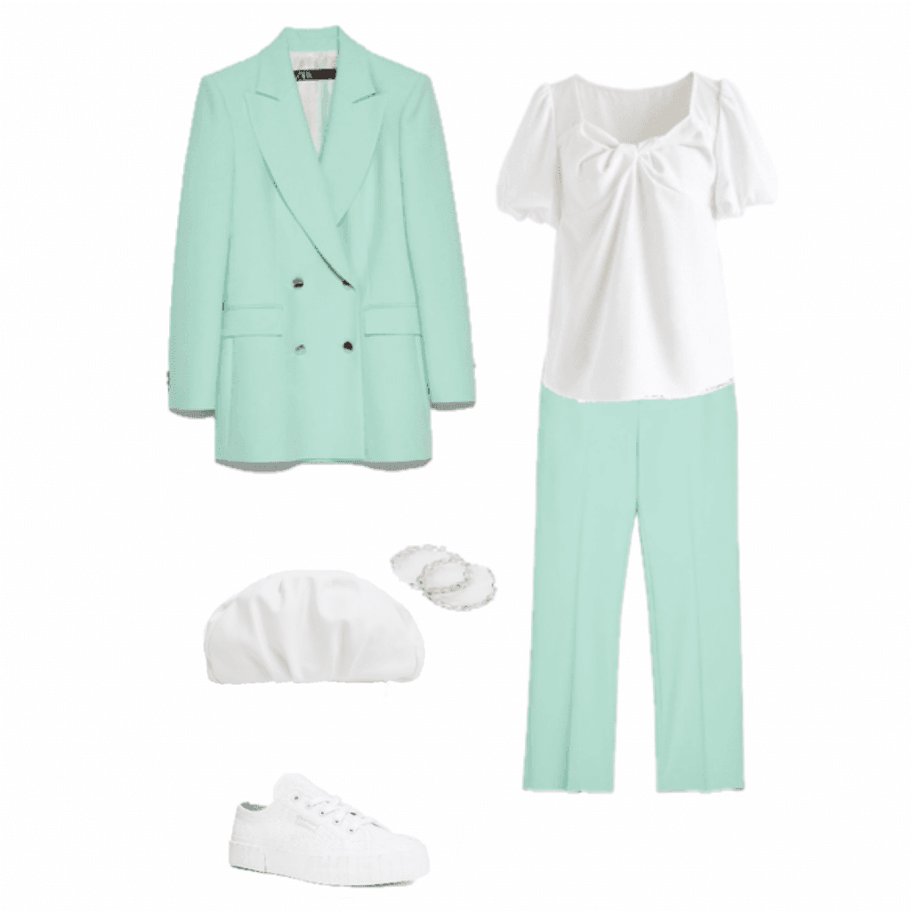 Outfit of the Day: A water green Pant Suit