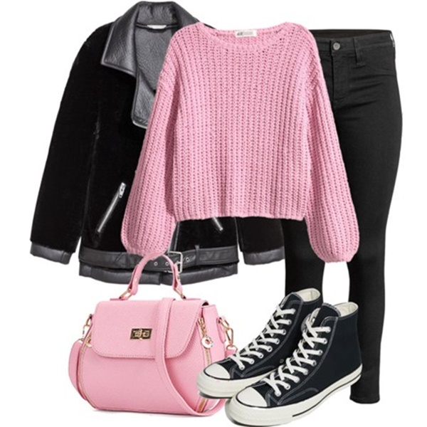 Outfit of The Day: Black and Pink