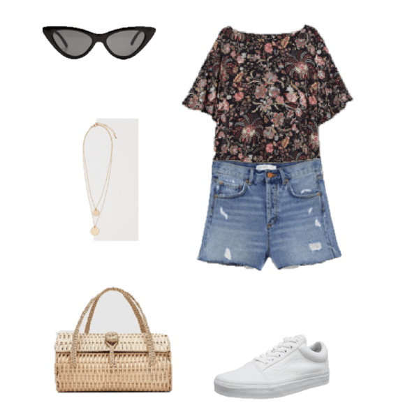 Outfit of the Day: a floral blouse with denim shorts