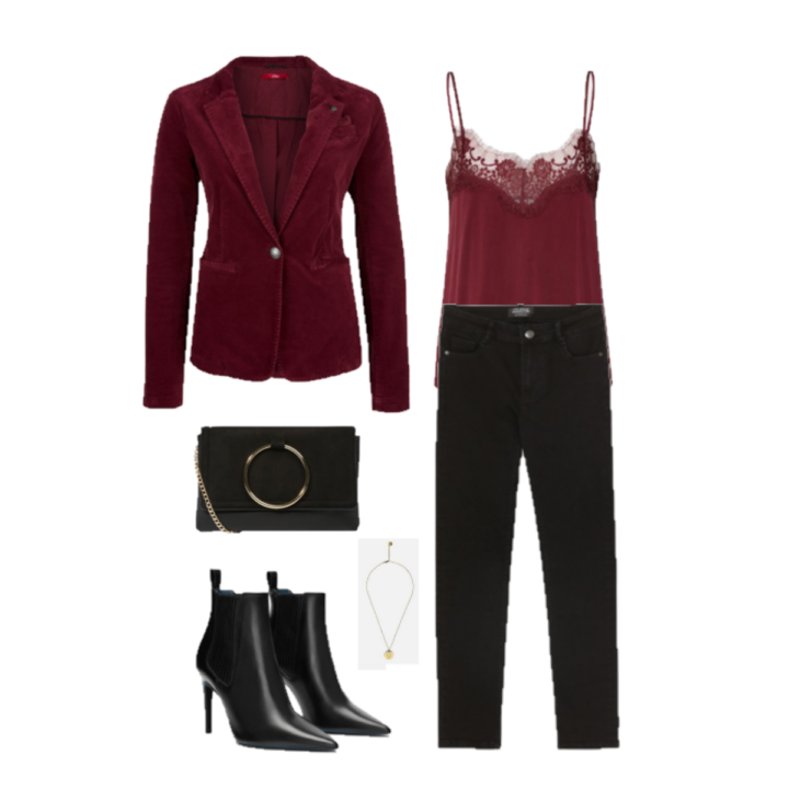 Outfit of the day: burgundy and black
