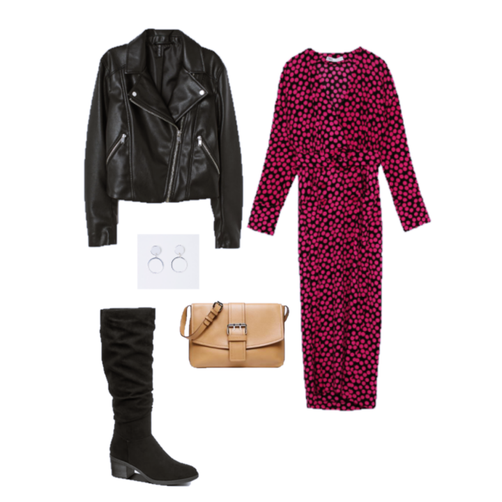 Outfit des Tages: ein schwarzes und rosa Kleid
