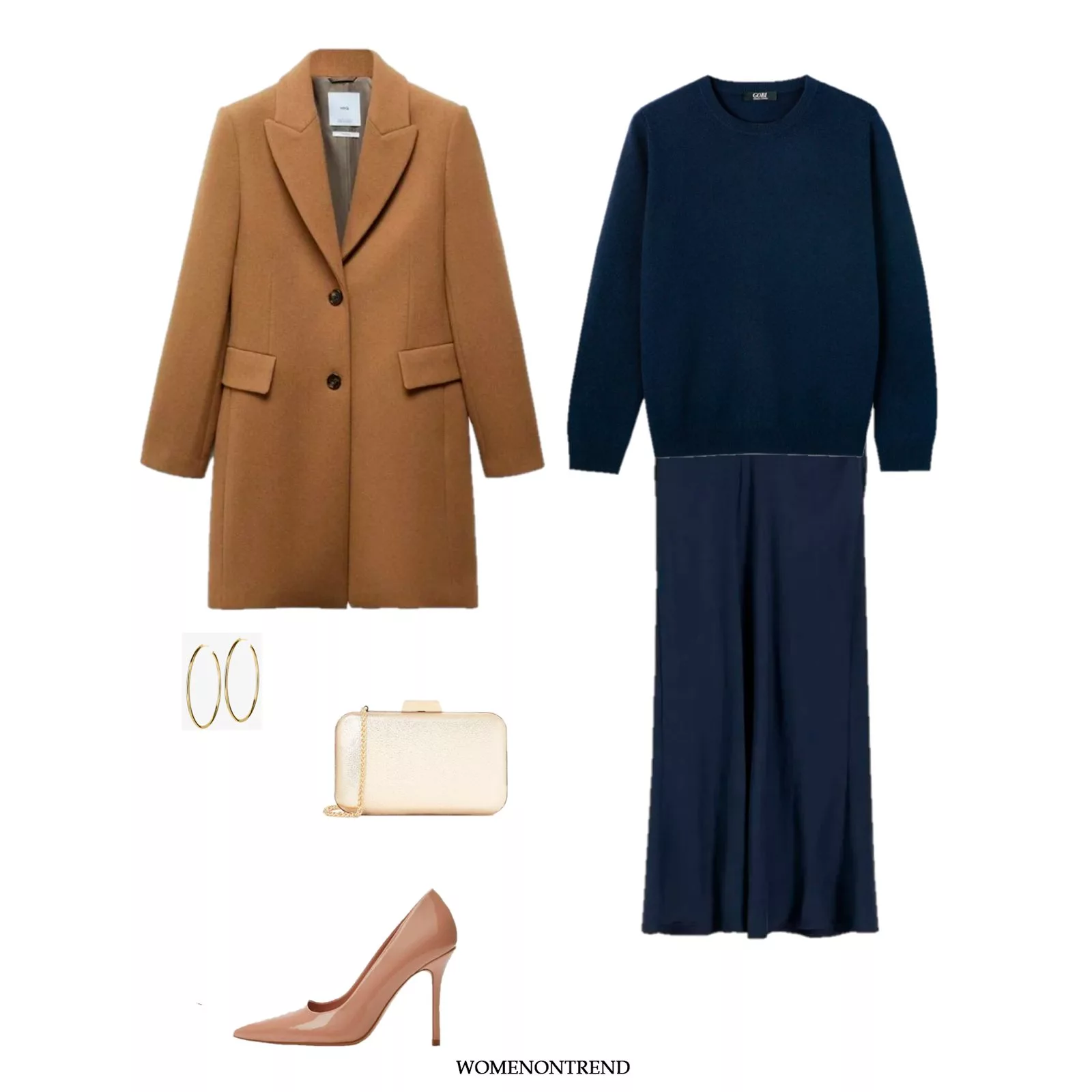 Look 22: Nights of Navy Blue and Camel Sophistication