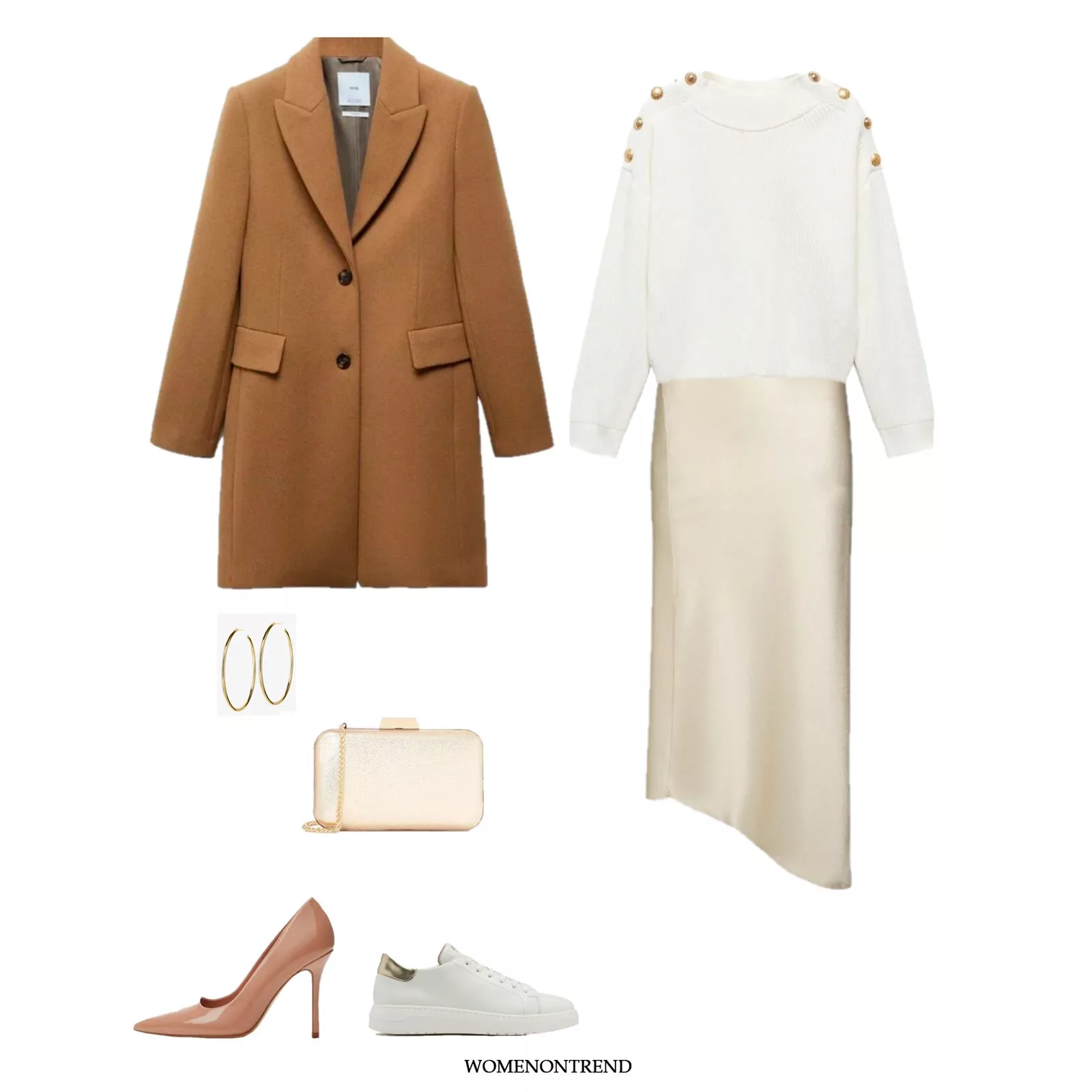 Look 24: Elegance in White and Gold for Christmas Eve Celebration