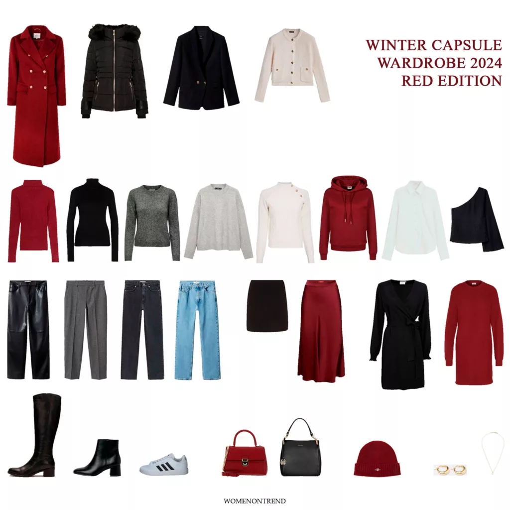 Winter Capsule Wardrobe 2024: Dark Red Edition - WomenOnTrend