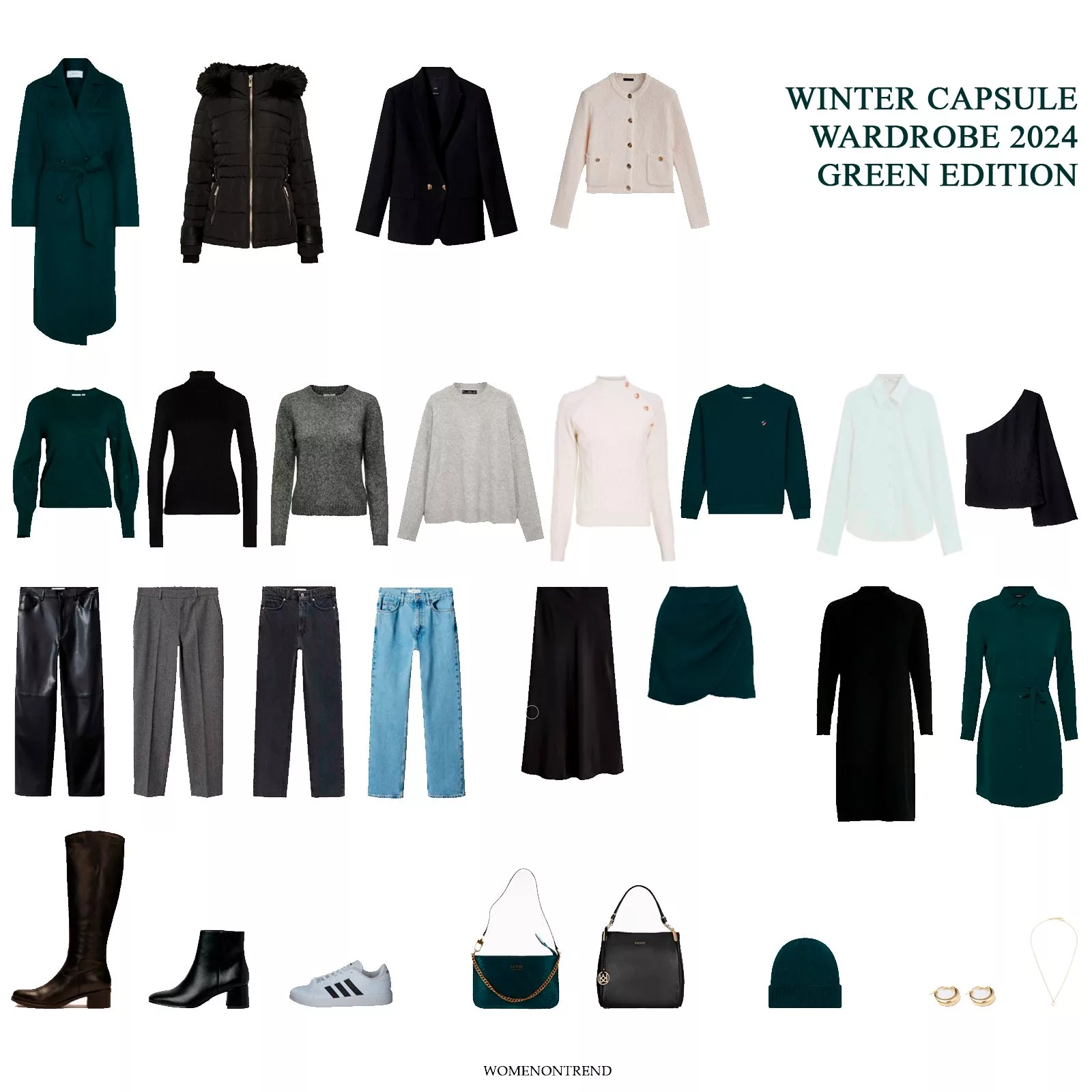 Winter Capsule Wardrobe 2024: Dunkelgrüne Edition